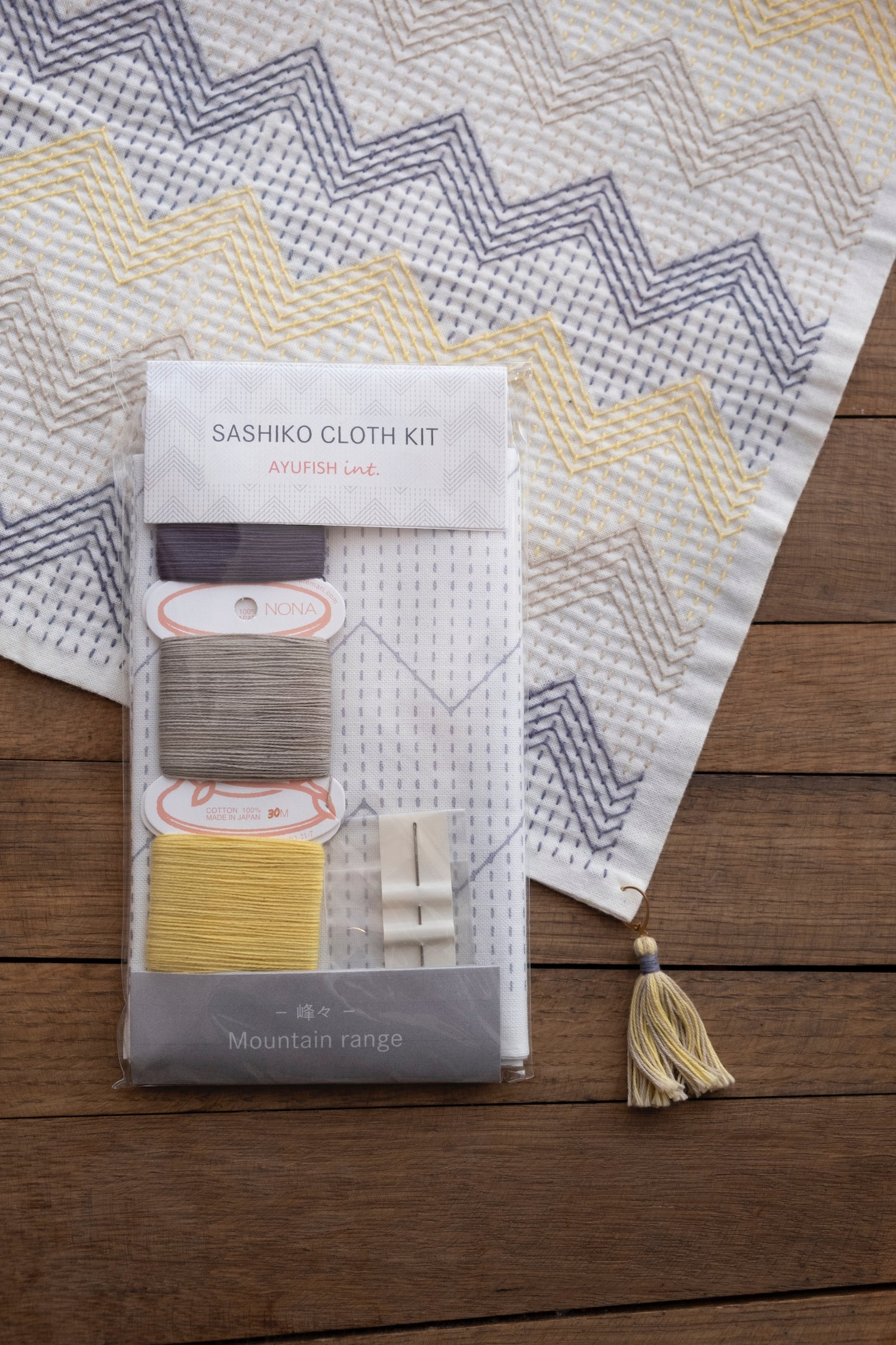 Kit Cloth AYUFISH int. 【Mountain Range】Sashiko Cloth KIT – NONA